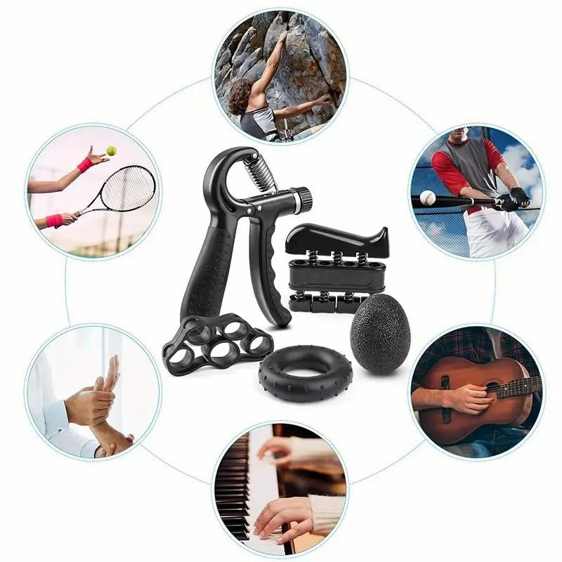 Single/Set Hand Grip Strengthener Kit Adjustable Hand Gripper, Forearm Strengthener, Stress Relief Hand Exercise Ball, Silicone Rings, Fingers Trainer