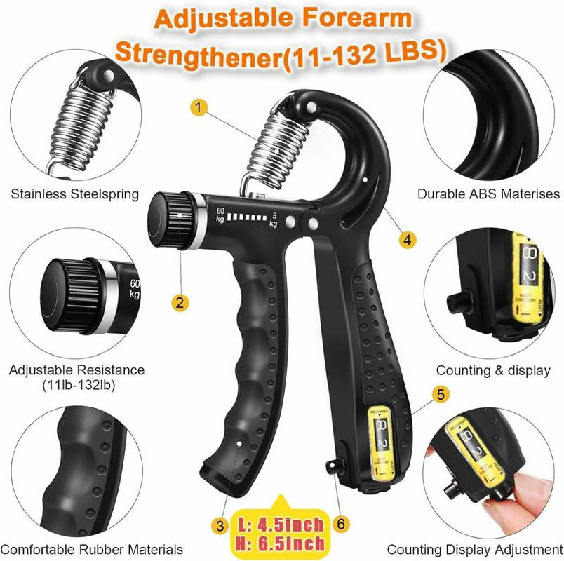 Single/Set Hand Grip Strengthener Kit Adjustable Hand Gripper, Forearm Strengthener, Stress Relief Hand Exercise Ball, Silicone Rings, Fingers Trainer